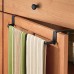 mDesign Kitchen Storage Over Cabinet Curved Steel Towel Bar - Hang on Inside or Outside of Doors  for Organizing and Hanging Hand  Dish  and Tea Towels - 14" Wide  Pack of 2  Matte Black Finish - B078SGZD3S